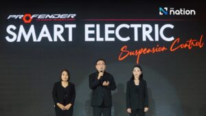 泰國避震器品牌 Profender 發表「SMART ELECTRIC Suspension Control」電子可調避震系統，主打車內無線調整與智慧模式，顯示泰國汽車零組件正加速走向智慧化與高值化。（圖片翻攝自 The Nation Thailand）